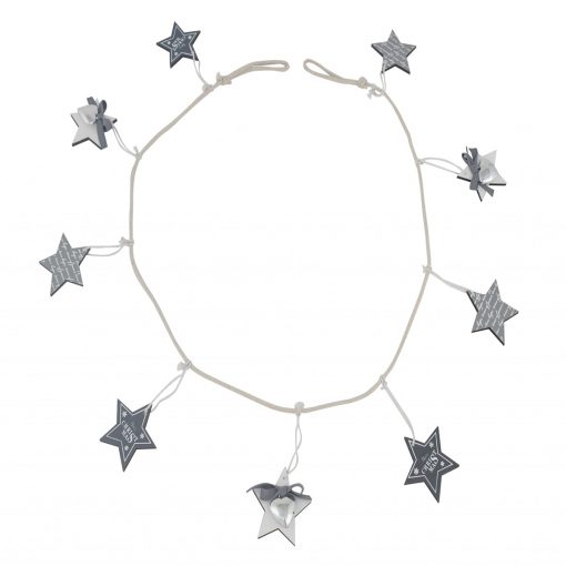 Grey Wood Star Garland 150cm