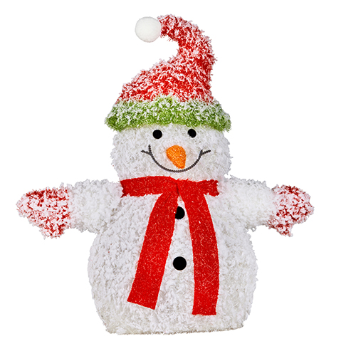 Christmas Snowman with Snowy Finish and Lights, 56cmH - Big Christmas
