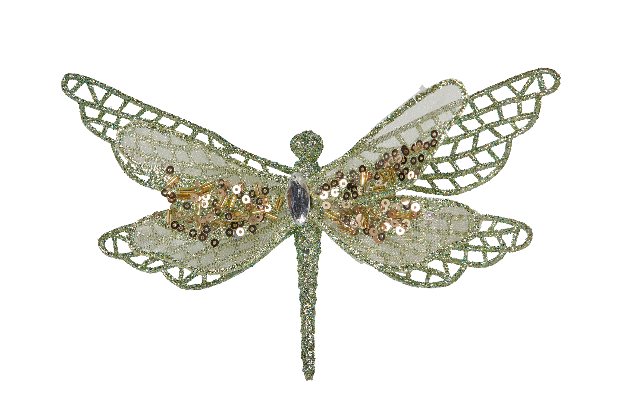 Christmas Decoration - Green Clip on Dragonfly - Big Christmas